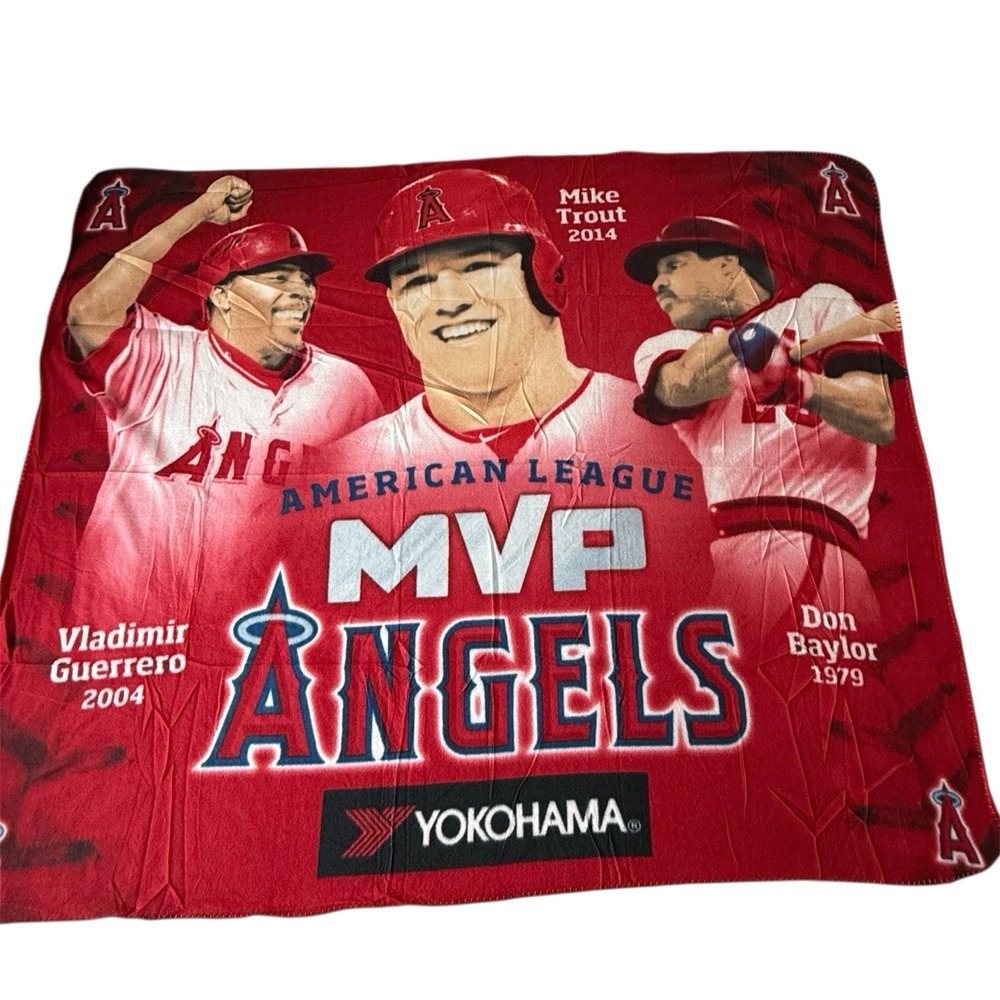 NEW Los Angeles Angels Blanket Red American League MVP Trout/Guerrero/Baylor